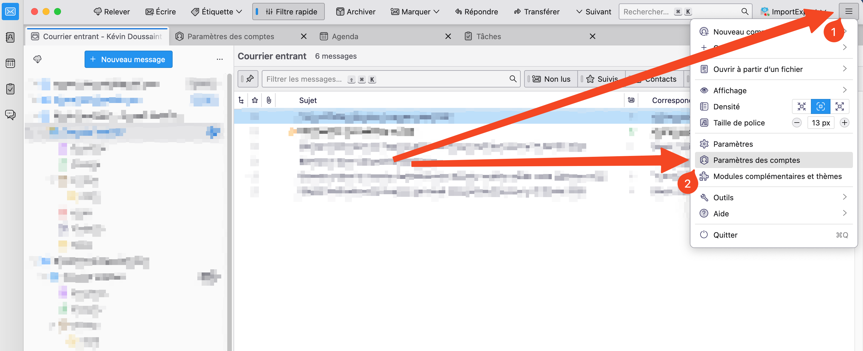 Paramètres Thunderbird